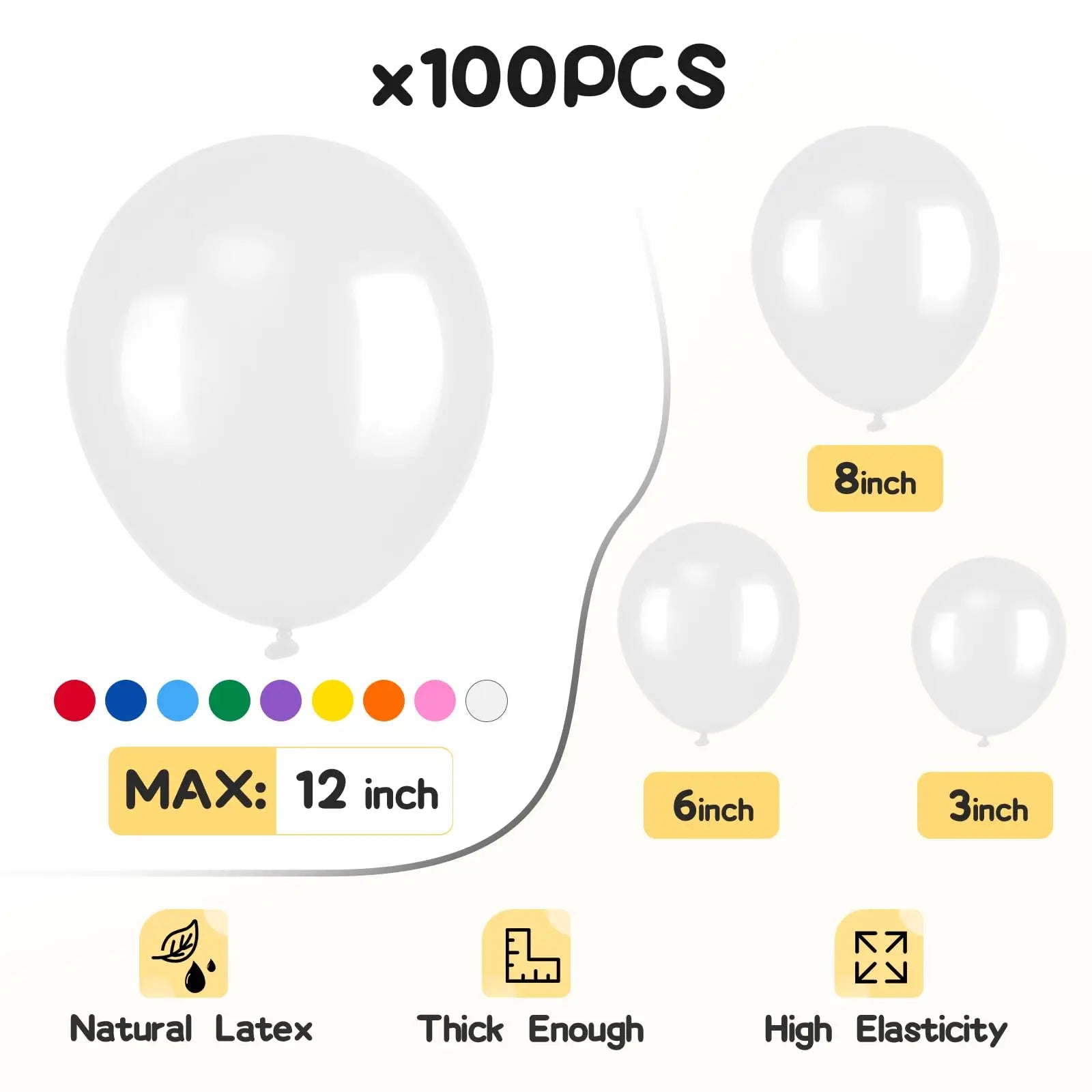 100pcs Balloons Assorted Colors with Ribbon Latex Helium Quaility for Birthday/Graduation/party/Christmas Decor