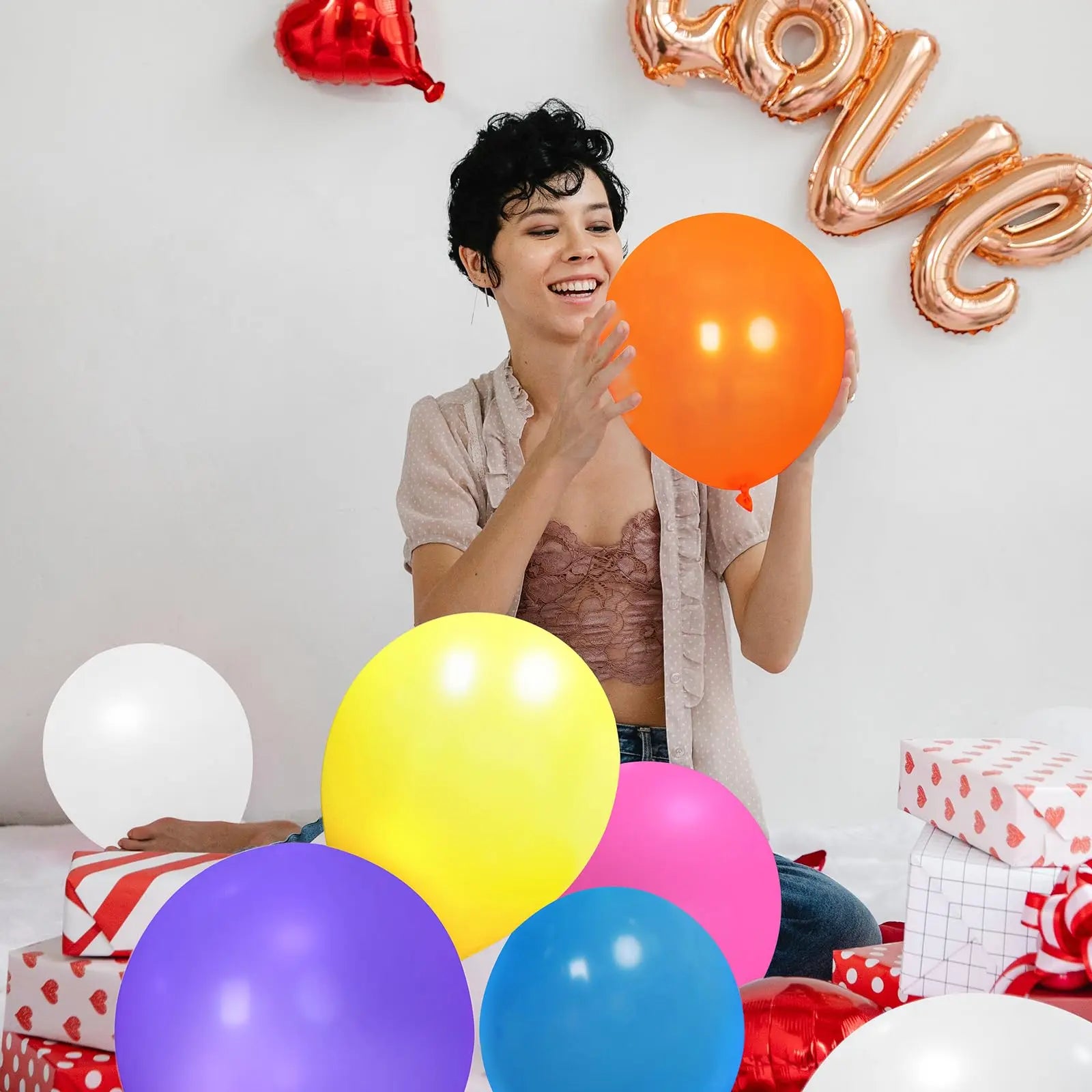 100pcs Balloons Assorted Colors with Ribbon Latex Helium Quaility for Birthday/Graduation/party/Christmas Decor