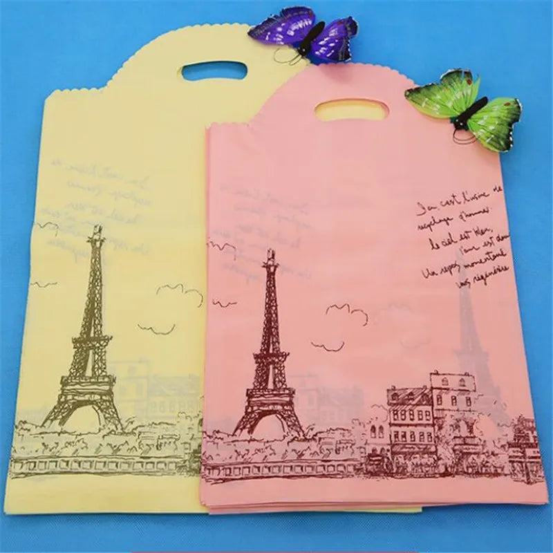 Plastic Bags for Business Shopping, Gift Packaging Bag with Handles, Jewelry Cothing Packing Pouches, 50PCs