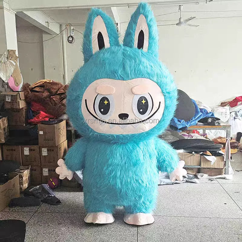 CE Wholesale Adult Inflatable Plush Rabbit Mascot Costume Rabubu Cartoon Character Suit for Enjoyment