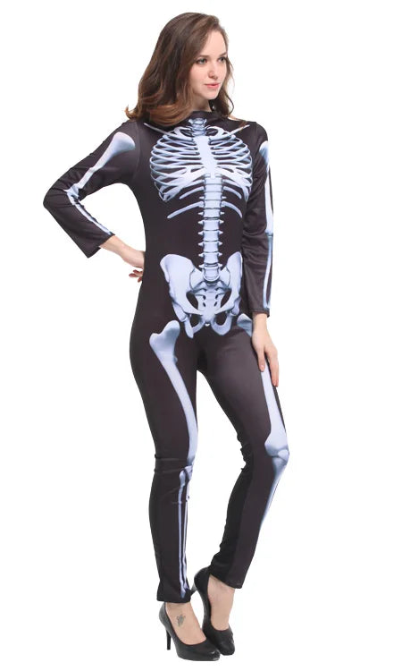 Carnival Halloween Costumes Women Sexy Skull Skeleton Monster Ghost Scary Adult Masquerade Cosplay Costume Lady's Skeleton Suit