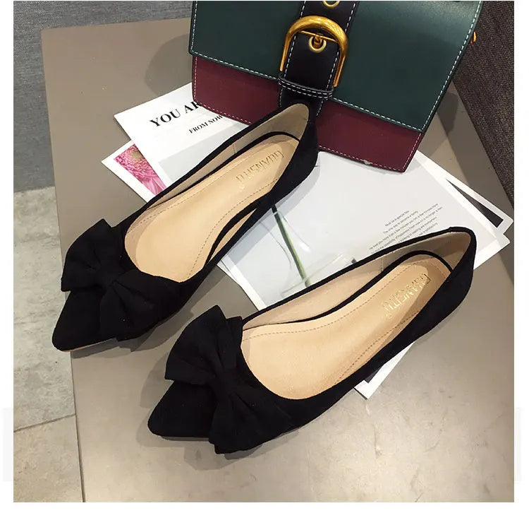 Women's Flats with Bow Pink Flat Heel Shoes for Ladies Shoes for Women Flats Comfortable Butterfly-knot Nude Flats 32 33 34 45