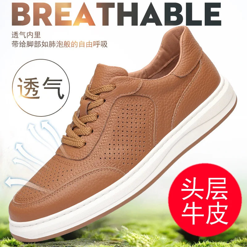 First-Layer Cowhide Summer New Men's Sandals Genuine Leather Hollow Breathable Men's Casual Leather Shoes Versatile Shoes