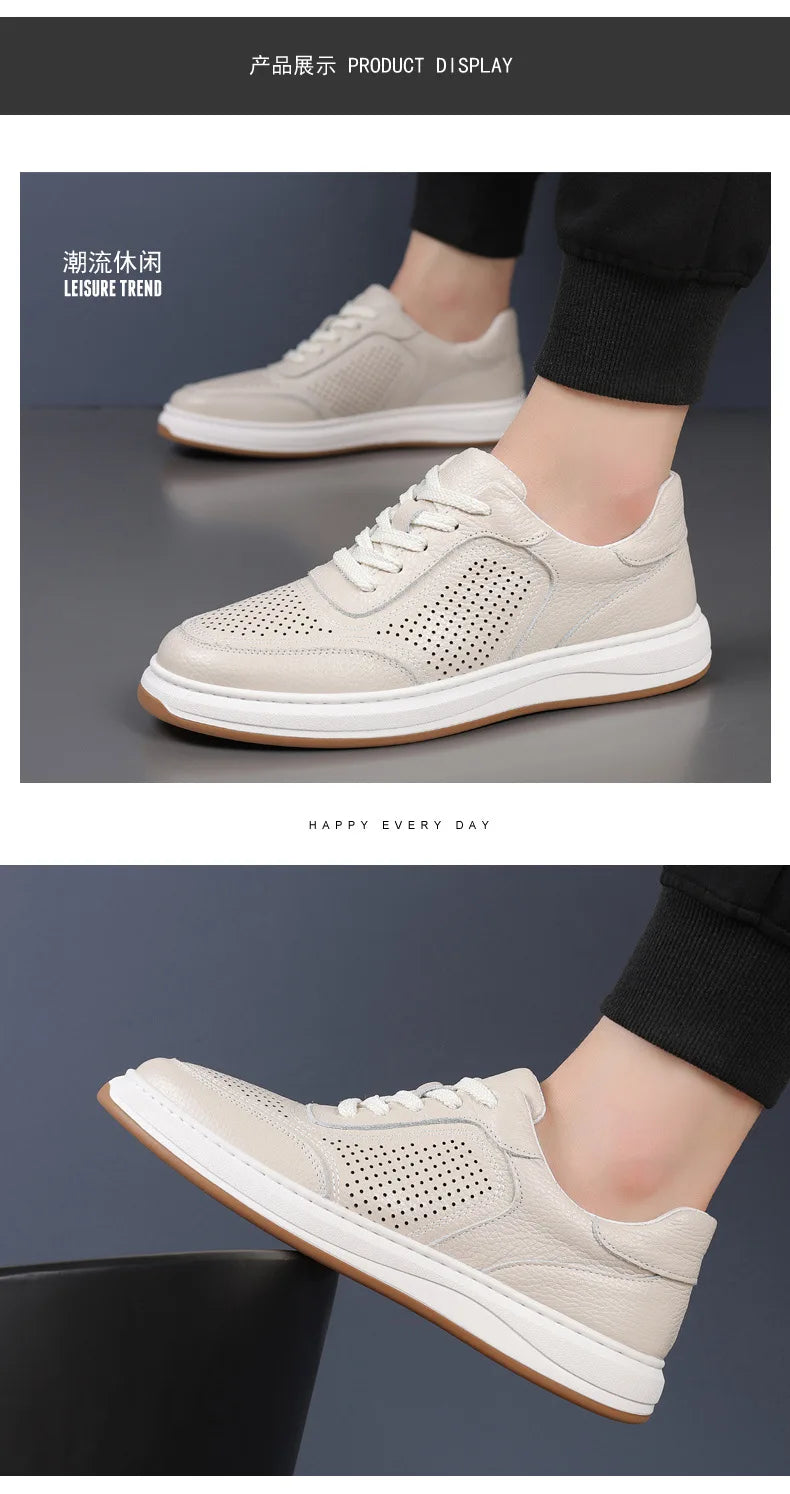 First-Layer Cowhide Summer New Men's Sandals Genuine Leather Hollow Breathable Men's Casual Leather Shoes Versatile Shoes