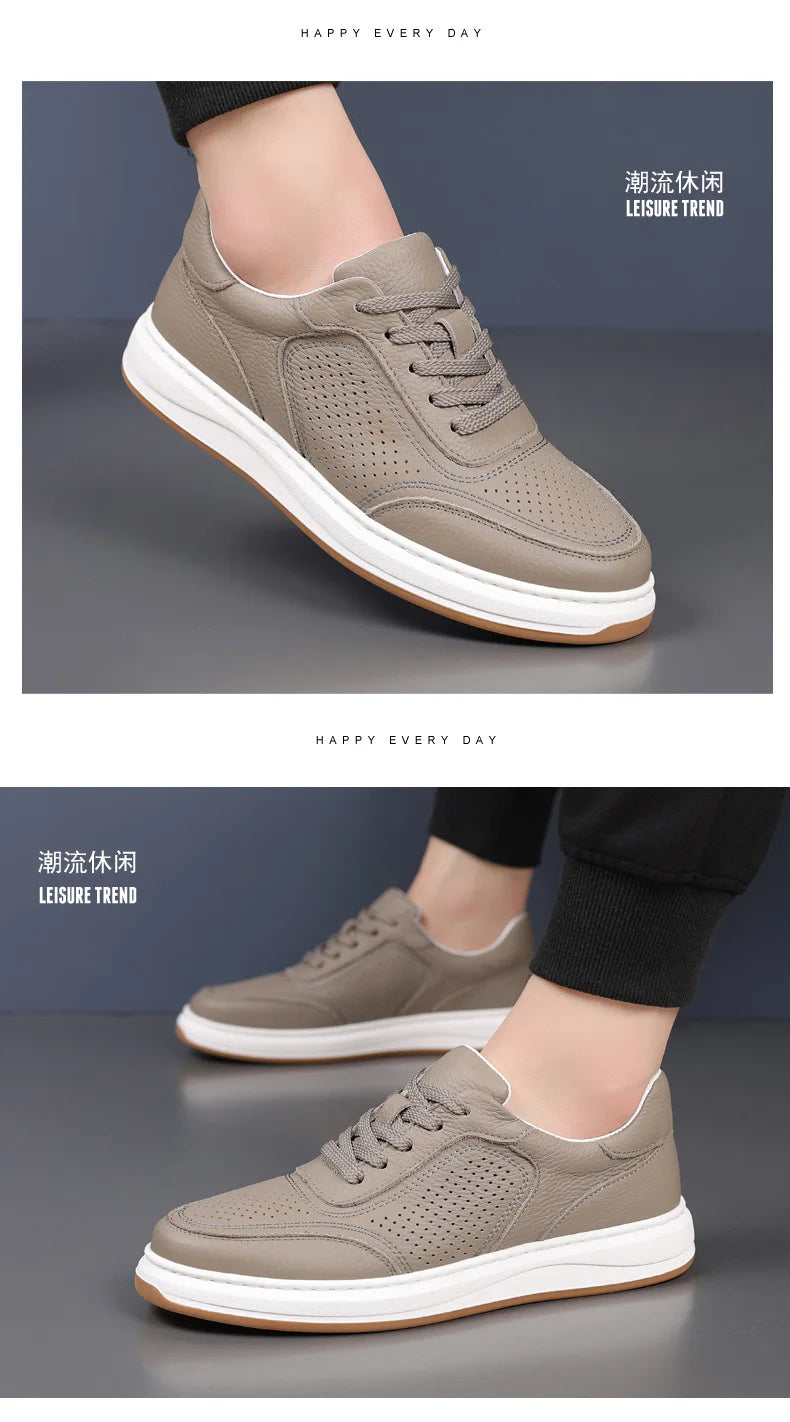 First-Layer Cowhide Summer New Men's Sandals Genuine Leather Hollow Breathable Men's Casual Leather Shoes Versatile Shoes