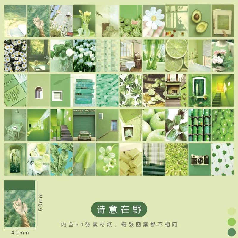 50pcs/pack Vintage Stickers Landscape Book Scrapbooking Decorative Supplies Diary Album Stationery Aesth Painting Stickers