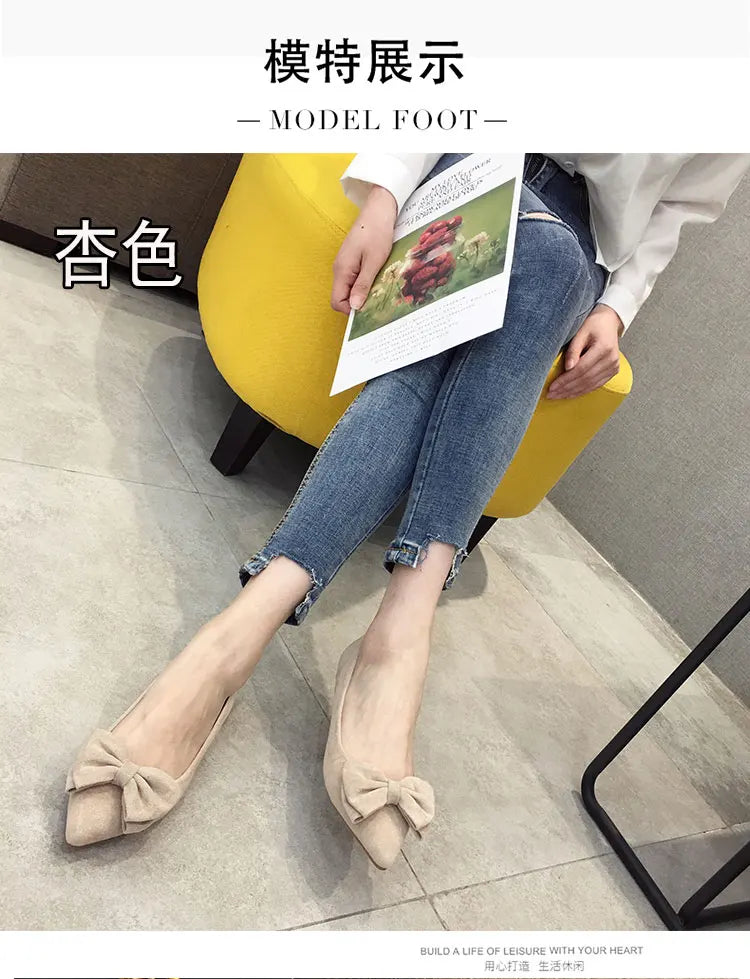 Women's Flats with Bow Pink Flat Heel Shoes for Ladies Shoes for Women Flats Comfortable Butterfly-knot Nude Flats 32 33 34 45