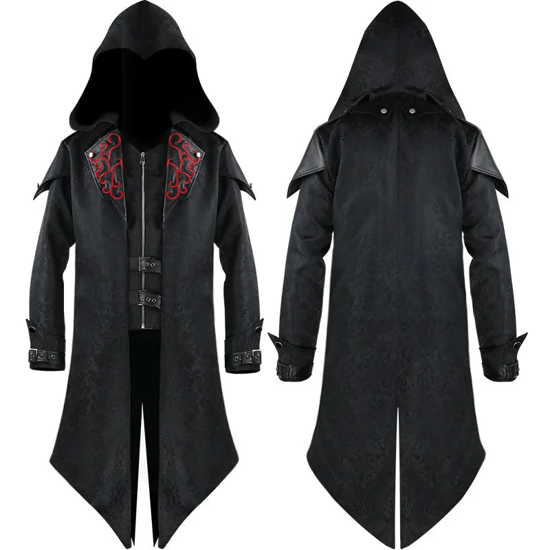 Hot Assassin Cosplay Medieval Man Streetwear Hooded Jackets Outwear Costume Edward Assassins Creed Halloween Costume