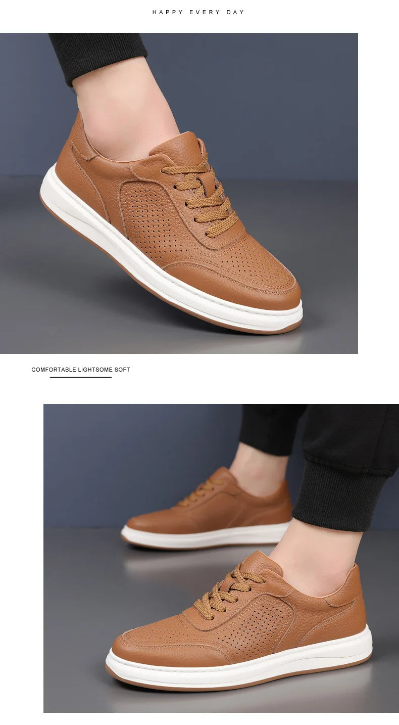 First-Layer Cowhide Summer New Men's Sandals Genuine Leather Hollow Breathable Men's Casual Leather Shoes Versatile Shoes