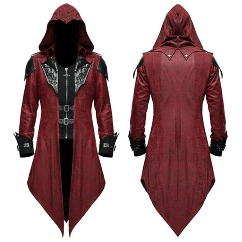 Hot Assassin Cosplay Medieval Man Streetwear Hooded Jackets Outwear Costume Edward Assassins Creed Halloween Costume