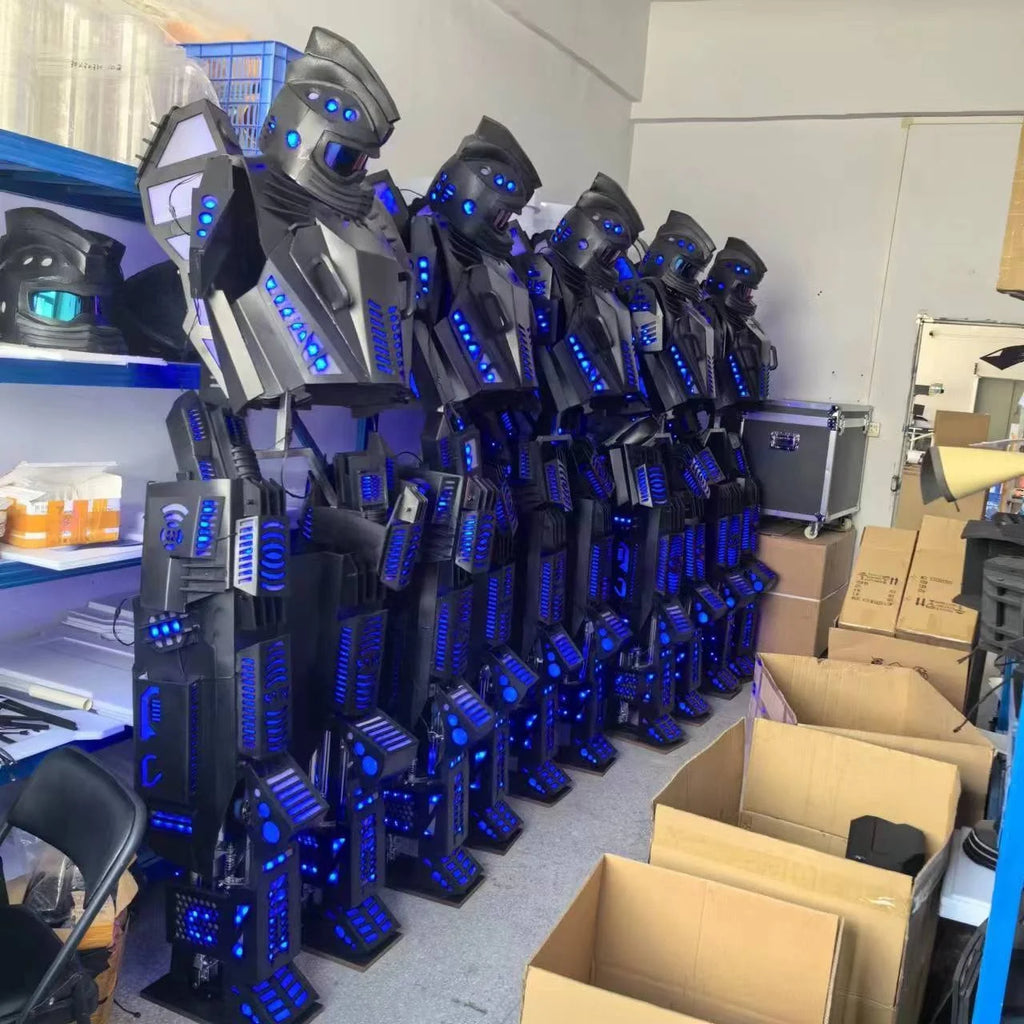 New Arrival Led Robot Dance Costume RGB Stilts Walker Led Robot Costumes Adult Luminous Robot Clothing for Nightclub Party