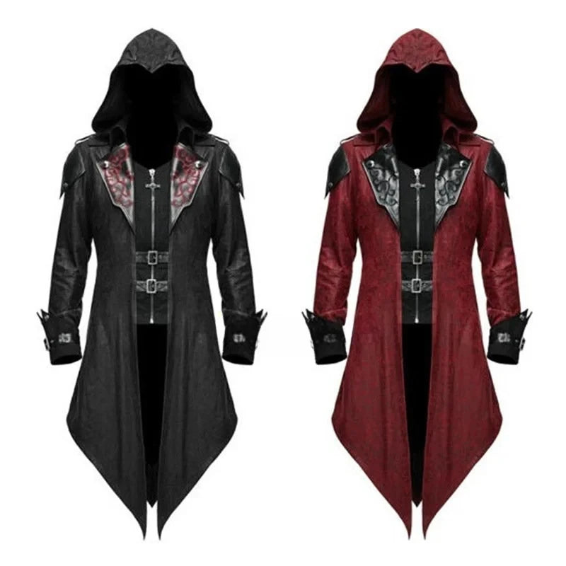 Hot Assassin Cosplay Medieval Man Streetwear Hooded Jackets Outwear Costume Edward Assassins Creed Halloween Costume