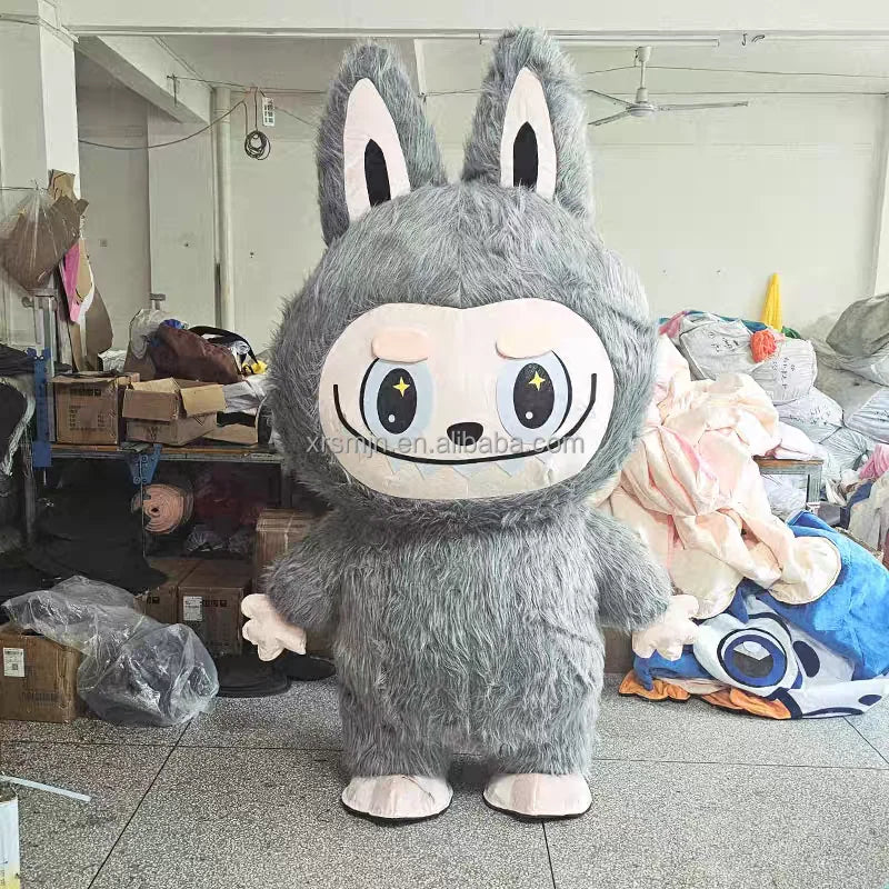CE Wholesale Adult Inflatable Plush Rabbit Mascot Costume Rabubu Cartoon Character Suit for Enjoyment