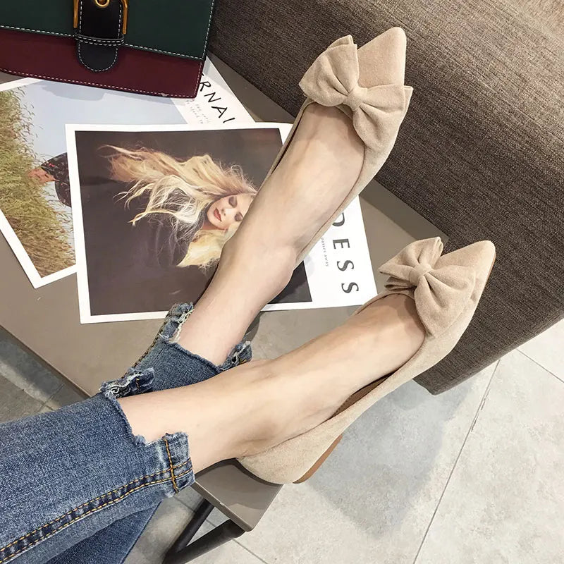 Women's Flats with Bow Pink Flat Heel Shoes for Ladies Shoes for Women Flats Comfortable Butterfly-knot Nude Flats 32 33 34 45