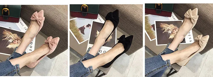 Women's Flats with Bow Pink Flat Heel Shoes for Ladies Shoes for Women Flats Comfortable Butterfly-knot Nude Flats 32 33 34 45