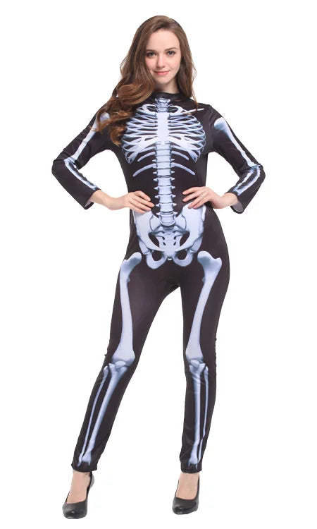 Carnival Halloween Costumes Women Sexy Skull Skeleton Monster Ghost Scary Adult Masquerade Cosplay Costume Lady's Skeleton Suit
