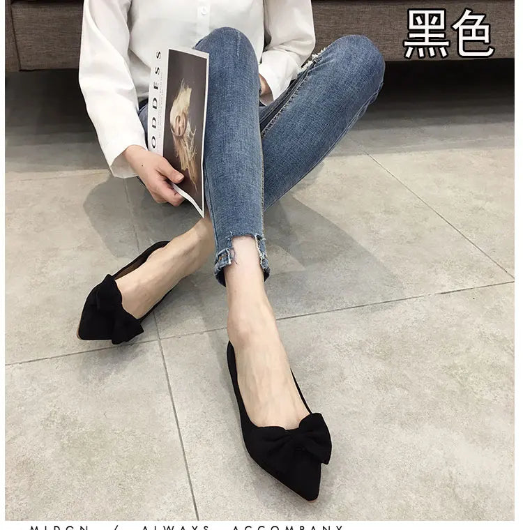 Women's Flats with Bow Pink Flat Heel Shoes for Ladies Shoes for Women Flats Comfortable Butterfly-knot Nude Flats 32 33 34 45