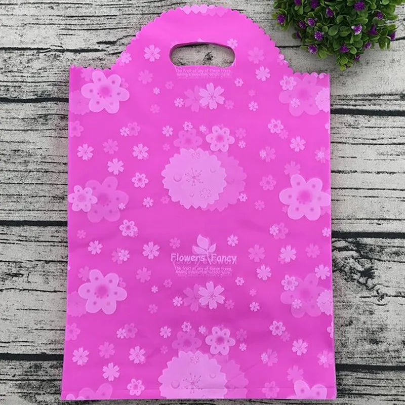 Plastic Bags for Business Shopping, Gift Packaging Bag with Handles, Jewelry Cothing Packing Pouches, 50PCs