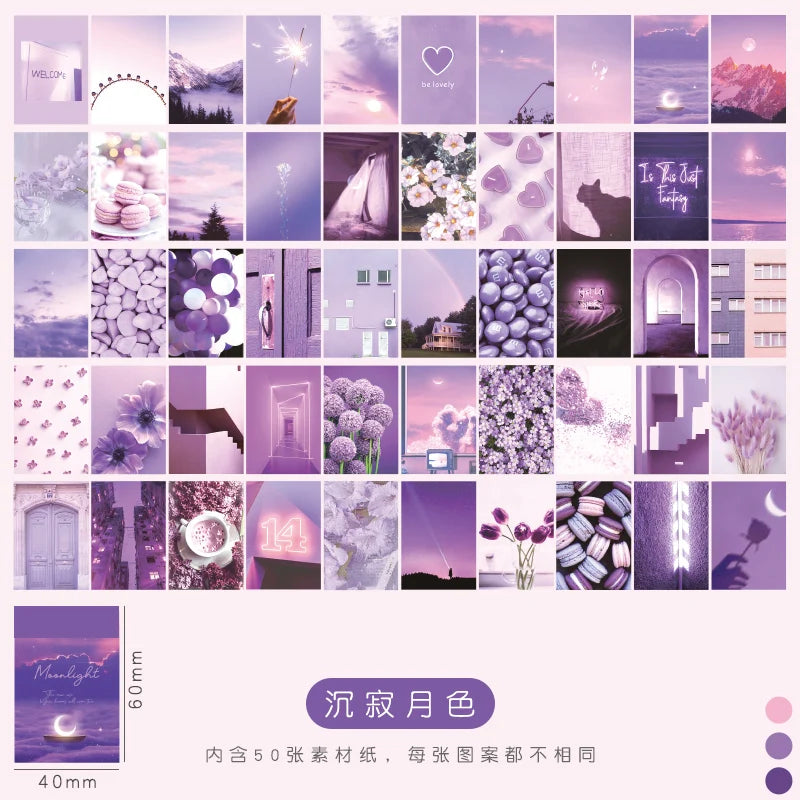 50pcs/pack Vintage Stickers Landscape Book Scrapbooking Decorative Supplies Diary Album Stationery Aesth Painting Stickers