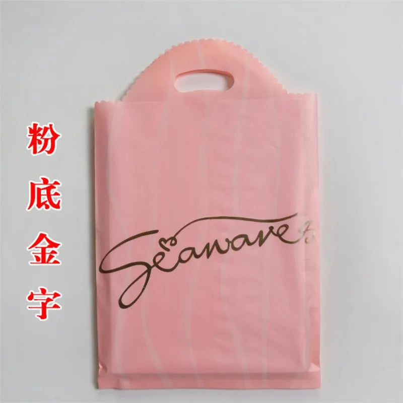 Plastic Bags for Business Shopping, Gift Packaging Bag with Handles, Jewelry Cothing Packing Pouches, 50PCs