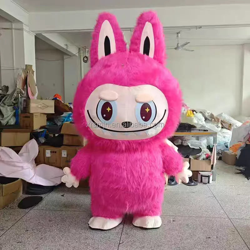 CE Wholesale Adult Inflatable Plush Rabbit Mascot Costume Rabubu Cartoon Character Suit for Enjoyment