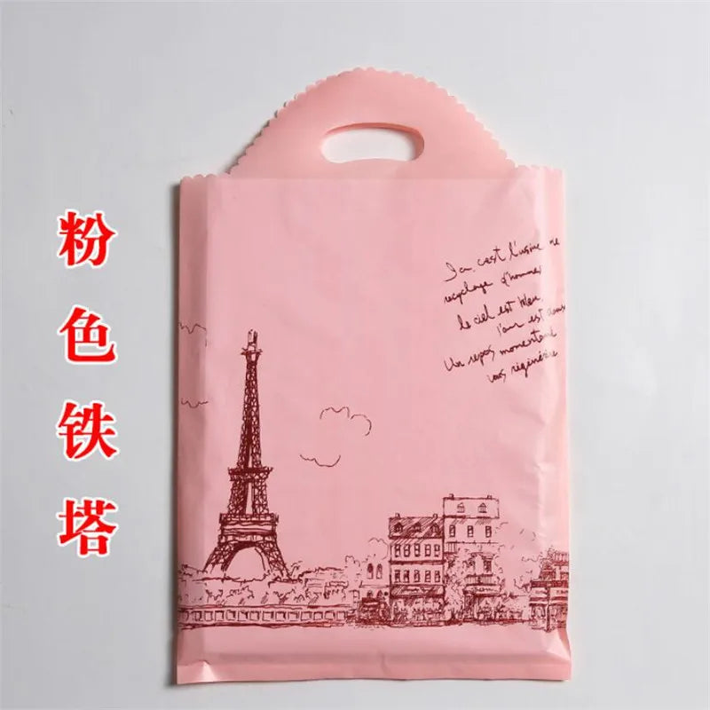 Plastic Bags for Business Shopping, Gift Packaging Bag with Handles, Jewelry Cothing Packing Pouches, 50PCs