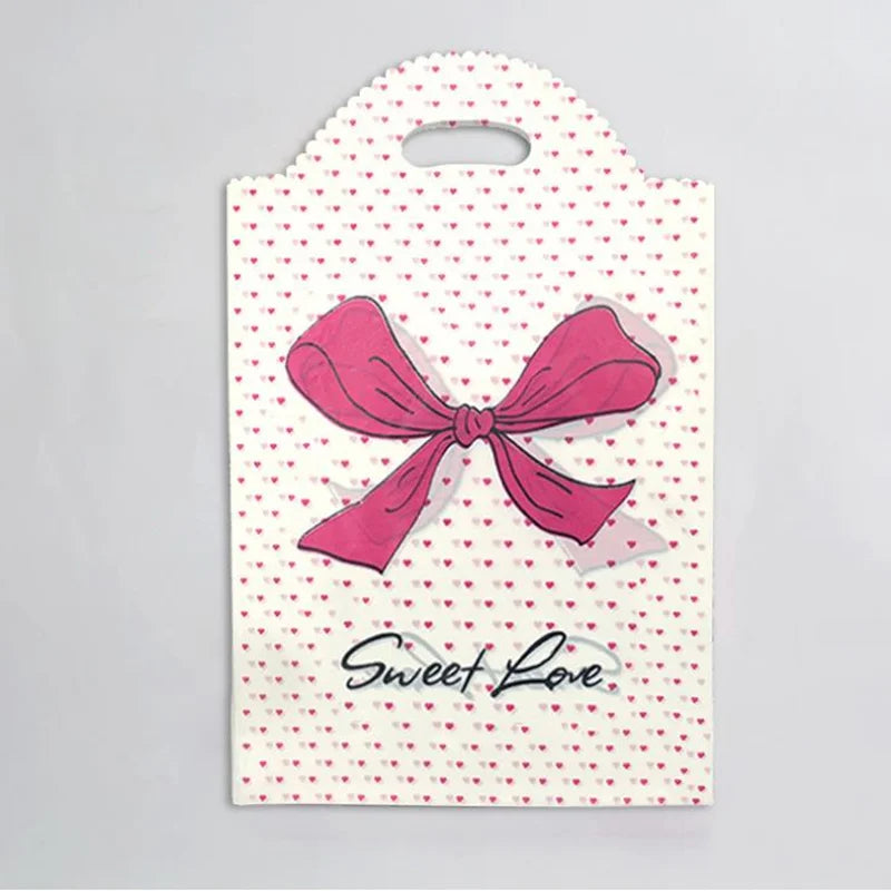 Plastic Bags for Business Shopping, Gift Packaging Bag with Handles, Jewelry Cothing Packing Pouches, 50PCs