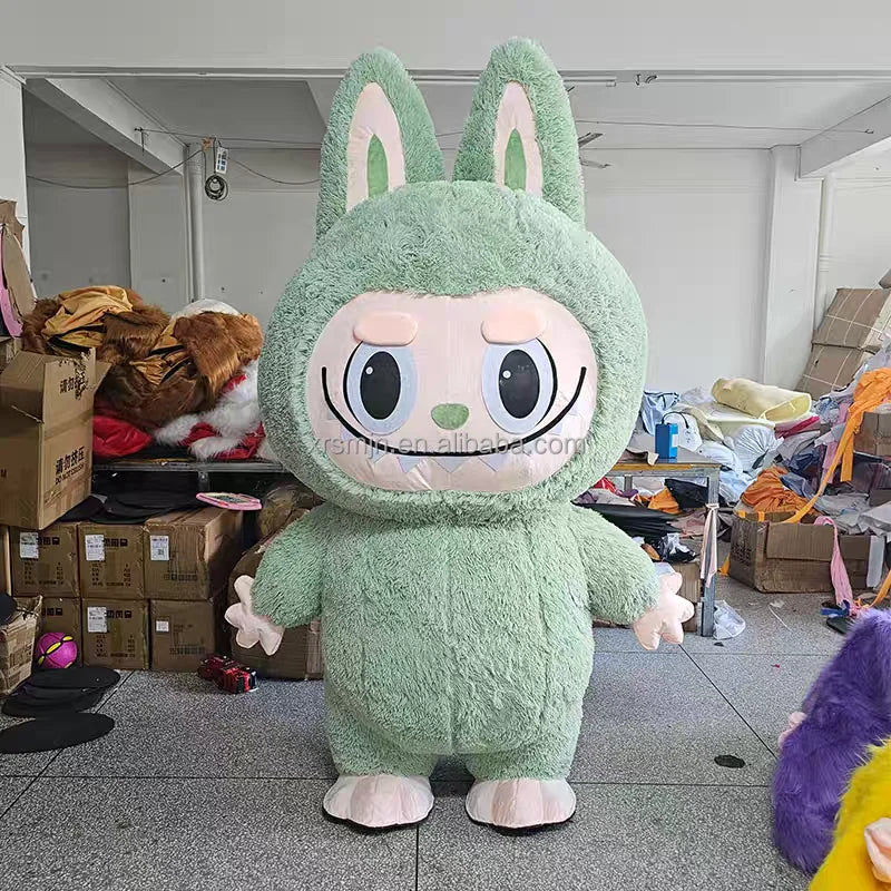 CE Wholesale Adult Inflatable Plush Rabbit Mascot Costume Rabubu Cartoon Character Suit for Enjoyment
