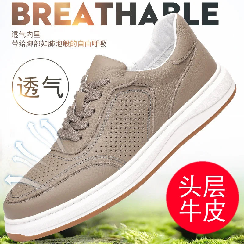 First-Layer Cowhide Summer New Men's Sandals Genuine Leather Hollow Breathable Men's Casual Leather Shoes Versatile Shoes