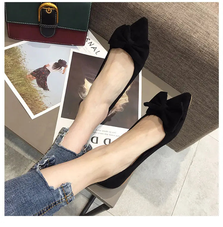 Women's Flats with Bow Pink Flat Heel Shoes for Ladies Shoes for Women Flats Comfortable Butterfly-knot Nude Flats 32 33 34 45