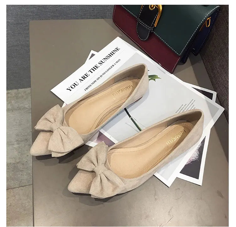Women's Flats with Bow Pink Flat Heel Shoes for Ladies Shoes for Women Flats Comfortable Butterfly-knot Nude Flats 32 33 34 45