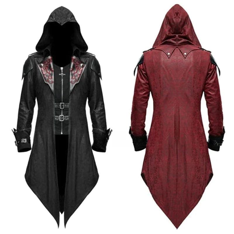 Hot Assassin Cosplay Medieval Man Streetwear Hooded Jackets Outwear Costume Edward Assassins Creed Halloween Costume
