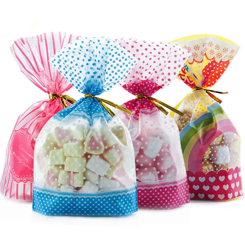 50pcs Plastic Bag For Gift 13X19cm Candies And Sweets Packaging Bags Birthday Wedding Party Christmas Gift Wrapping