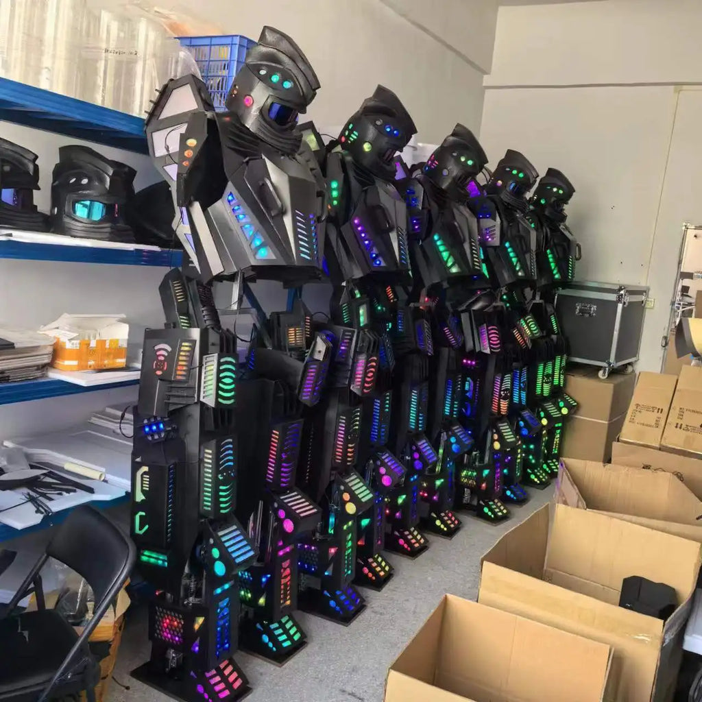 New Arrival Led Robot Dance Costume RGB Stilts Walker Led Robot Costumes Adult Luminous Robot Clothing for Nightclub Party