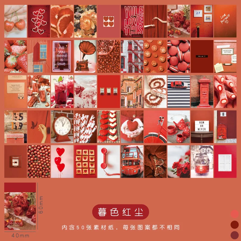 50pcs/pack Vintage Stickers Landscape Book Scrapbooking Decorative Supplies Diary Album Stationery Aesth Painting Stickers