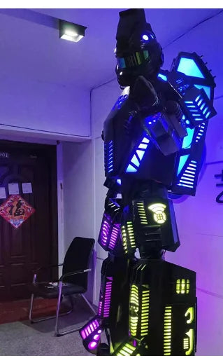 New Arrival Led Robot Dance Costume RGB Stilts Walker Led Robot Costumes Adult Luminous Robot Clothing for Nightclub Party