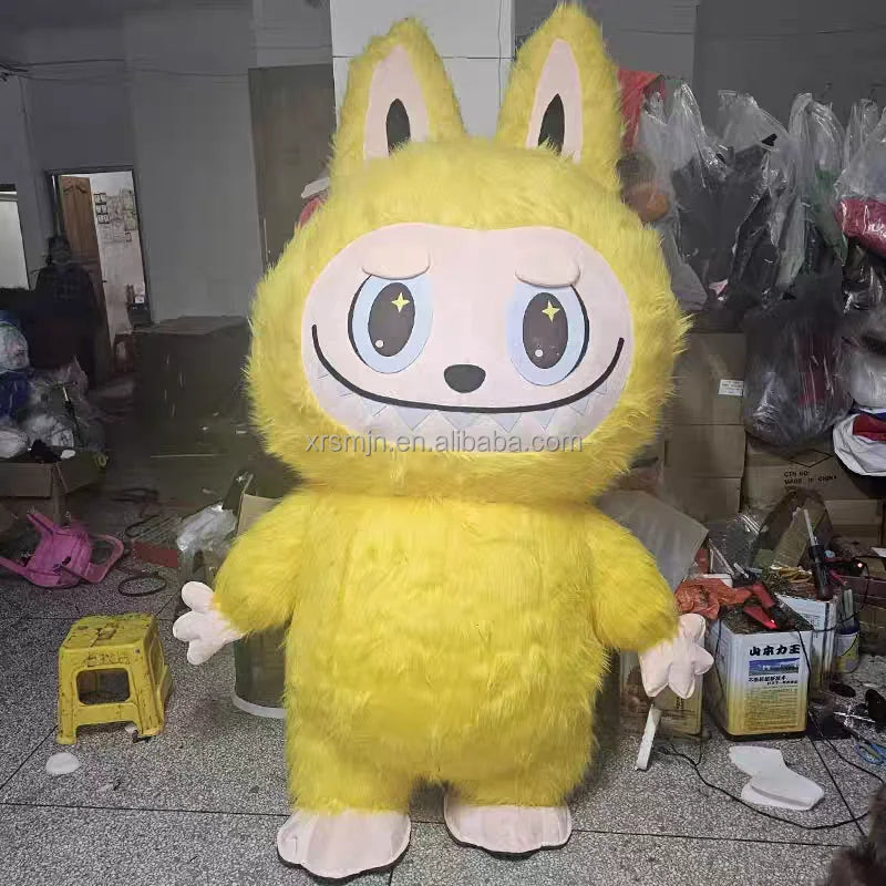 CE Wholesale Adult Inflatable Plush Rabbit Mascot Costume Rabubu Cartoon Character Suit for Enjoyment
