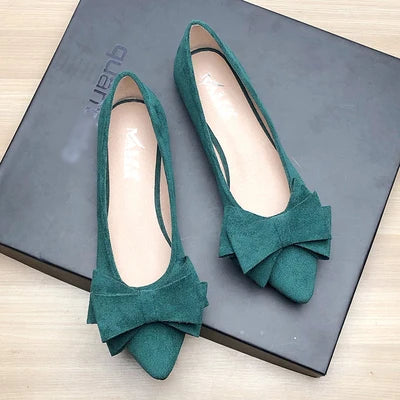 Women Flats with Big Bowknot Red Wedding Shoes Flat Heel Butterfly-knot Soft Sole Small Size 33 34 large size 43 Rose Red Flats