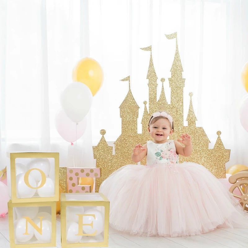 Baby Shower Balloon Box 1st Boy Girl Birthday Party Decorations Kids Transparent Box First One Year Birthday Babyshower Supplies