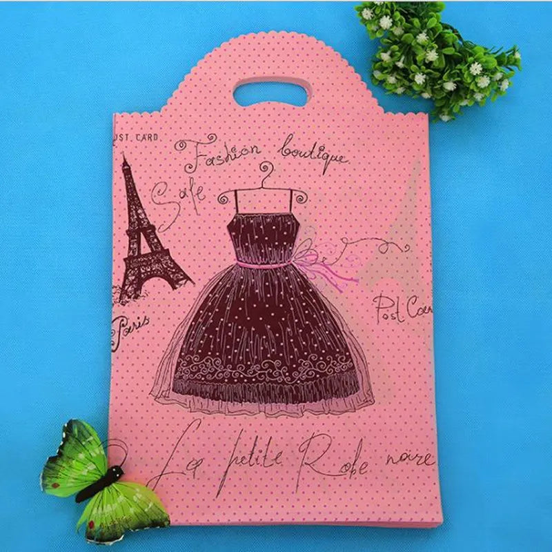 Plastic Bags for Business Shopping, Gift Packaging Bag with Handles, Jewelry Cothing Packing Pouches, 50PCs