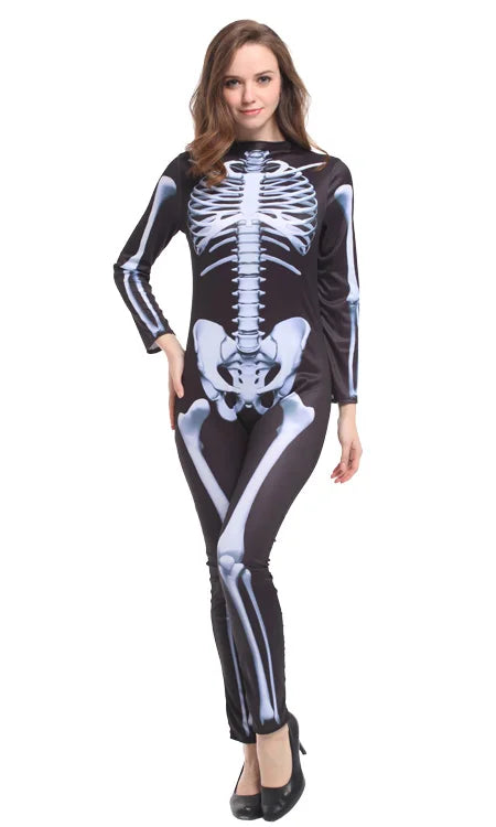 Carnival Halloween Costumes Women Sexy Skull Skeleton Monster Ghost Scary Adult Masquerade Cosplay Costume Lady's Skeleton Suit