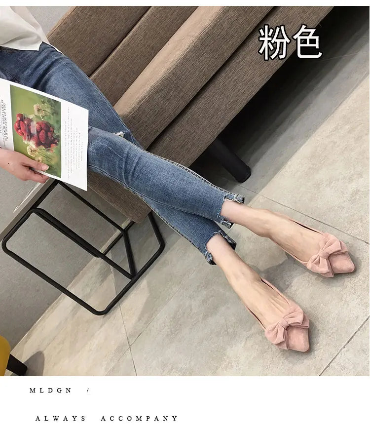 Women's Flats with Bow Pink Flat Heel Shoes for Ladies Shoes for Women Flats Comfortable Butterfly-knot Nude Flats 32 33 34 45
