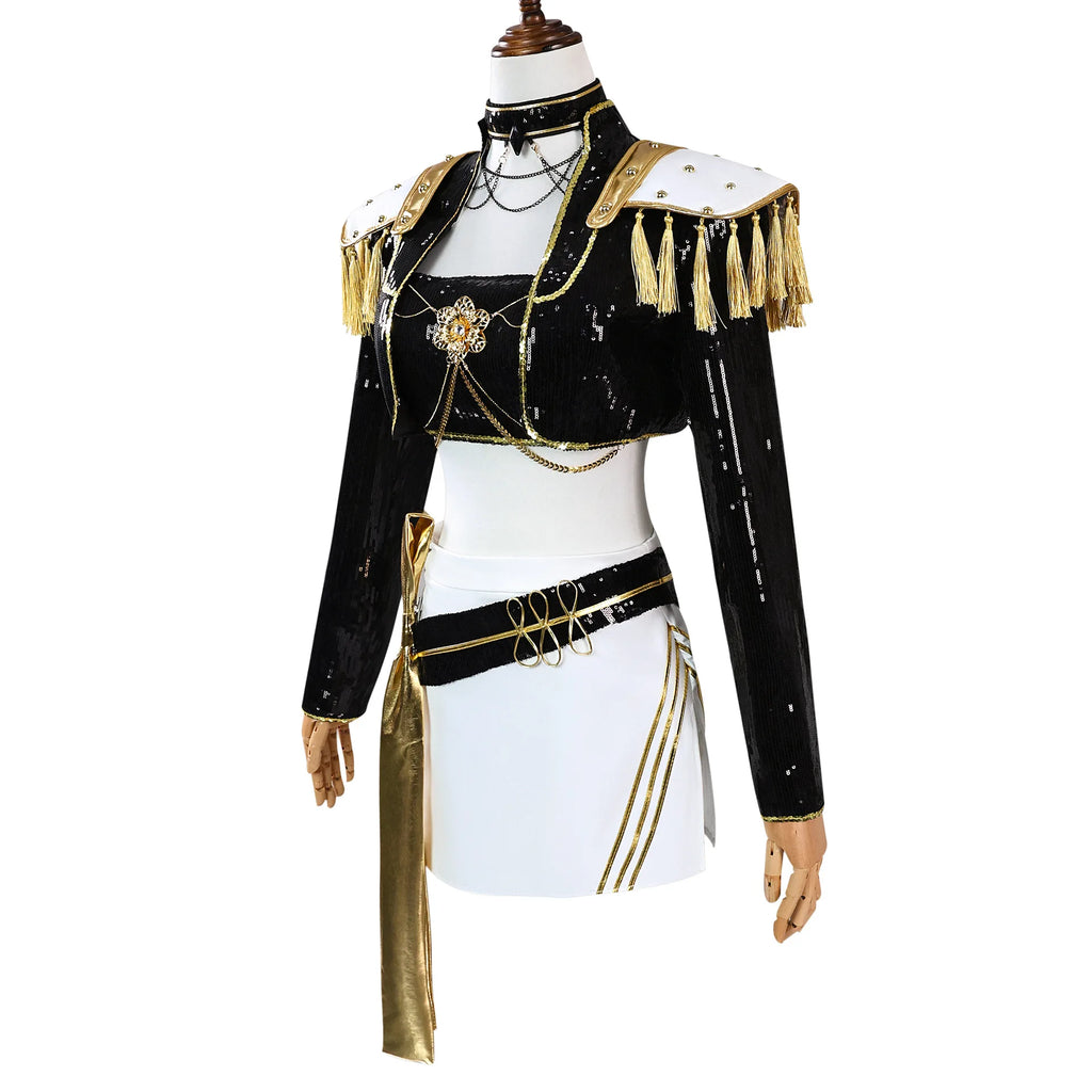 Black Golden  Costume Adult Kids KPop Demon Hunters Rumi Zoey Mira Saja Boys Cosplay Costume for Girls Halloween Party Dress