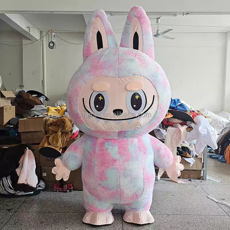 CE Wholesale Adult Inflatable Plush Rabbit Mascot Costume Rabubu Cartoon Character Suit for Enjoyment
