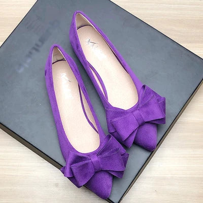 Women Flats with Big Bowknot Red Wedding Shoes Flat Heel Butterfly-knot Soft Sole Small Size 33 34 large size 43 Rose Red Flats