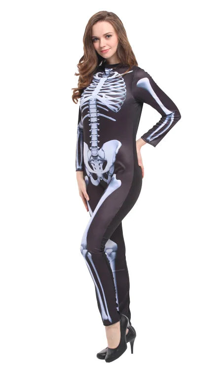 Carnival Halloween Costumes Women Sexy Skull Skeleton Monster Ghost Scary Adult Masquerade Cosplay Costume Lady's Skeleton Suit