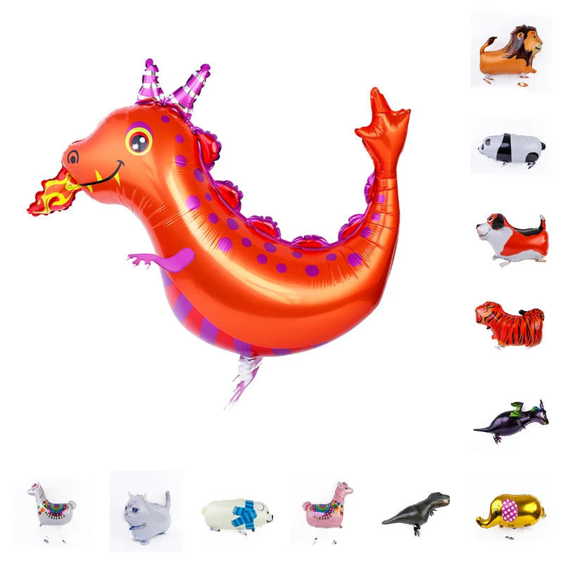 New Cartoon Aluminum Film Balloon Walking Balloon Helium Balloon Birthday Party Children's Toy Animal Pet Balloon