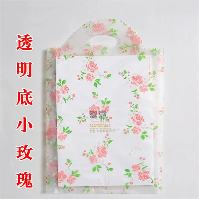 Plastic Bags for Business Shopping, Gift Packaging Bag with Handles, Jewelry Cothing Packing Pouches, 50PCs