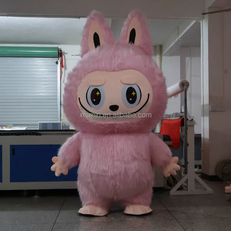 CE Wholesale Adult Inflatable Plush Rabbit Mascot Costume Rabubu Cartoon Character Suit for Enjoyment