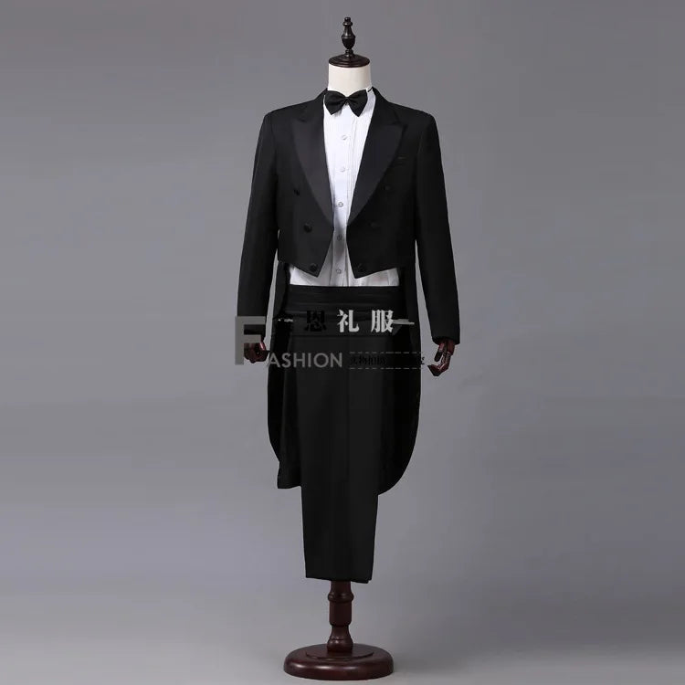 Custom Mens England Style Performance Wear Jacquard Lapel Tail Coat Stage Costumes for Singers Tuxedo Suits
